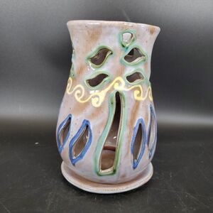 Earthworks Barbados Pottery Luminary Cut Out Candle Holder Boho